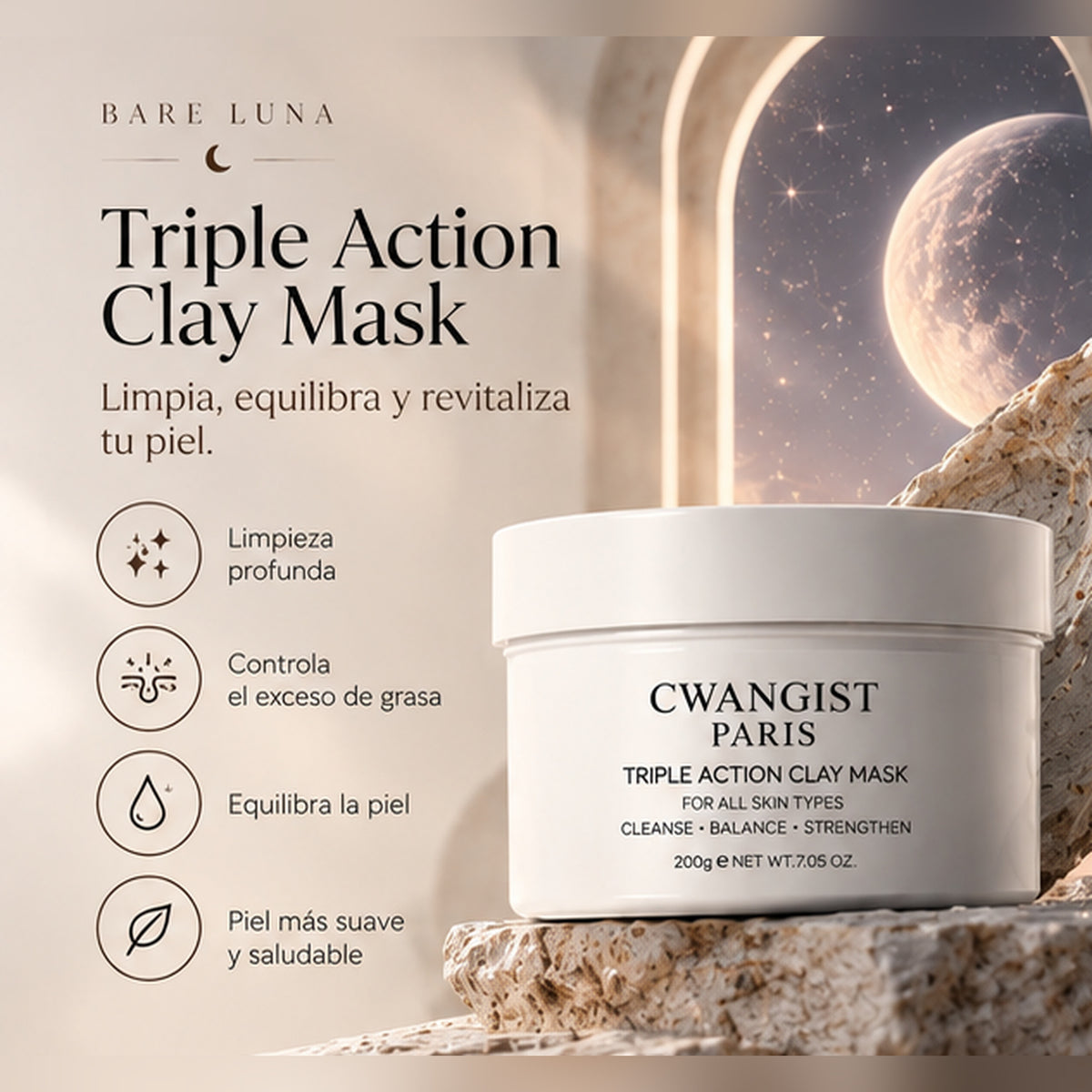 Mascarilla de arcilla Triple Action Clay Mask CWANGIST Paris: limpia, equilibra y revitaliza