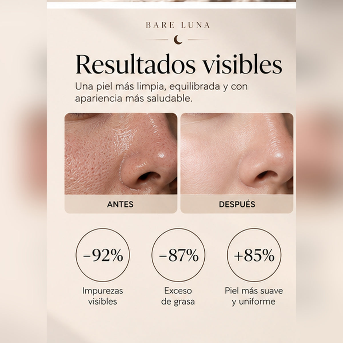 Resultados visibles: piel antes y después de la mascarilla de arcilla