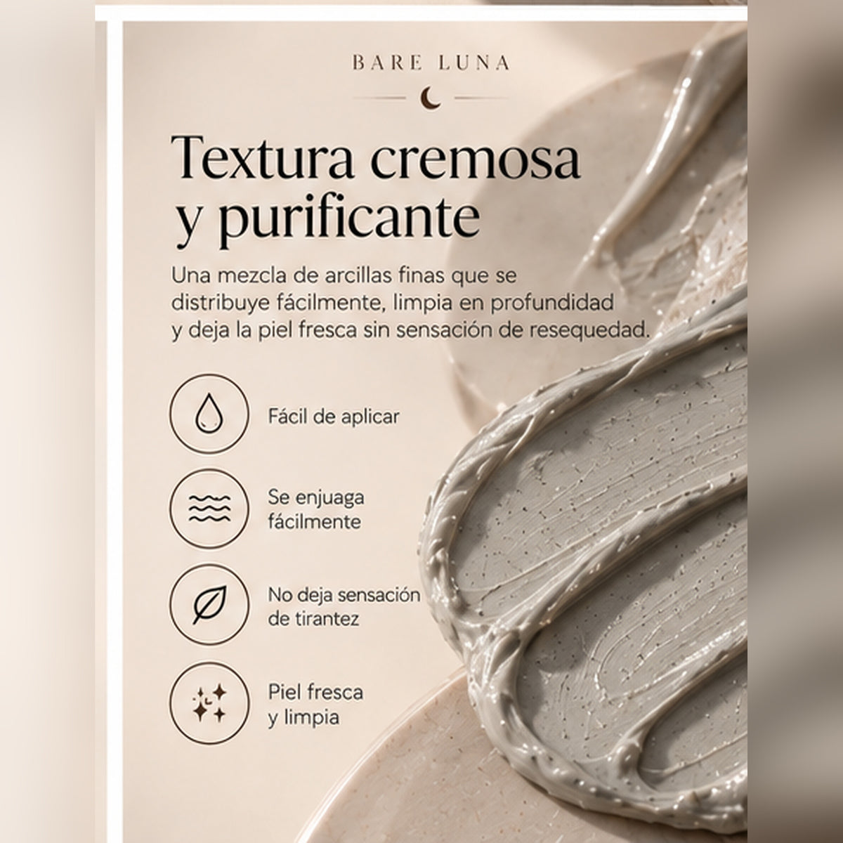 Textura cremosa y purificante de la mascarilla de arcilla