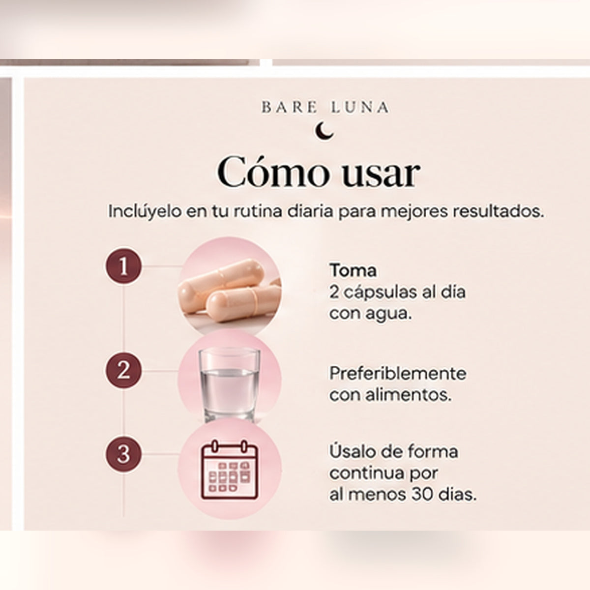 Cómo usar: 2 cápsulas al día con agua, preferiblemente con alimentos