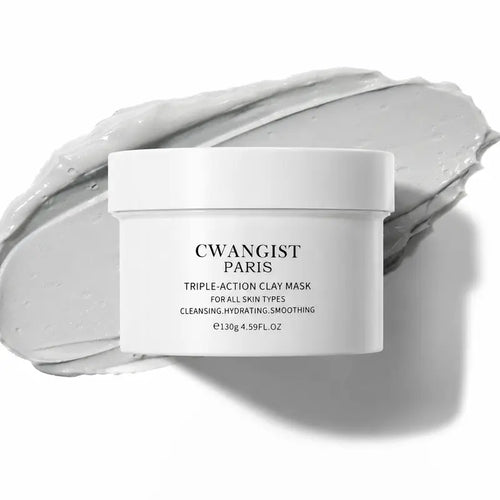 Jar of clay detox face mask on a dark background with label visible